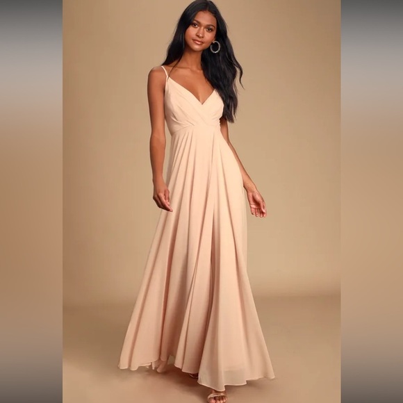 Lulus Dresses & Skirts - Lulu’s All About Love Blush Pink Formal Maxi Dress Size Medium